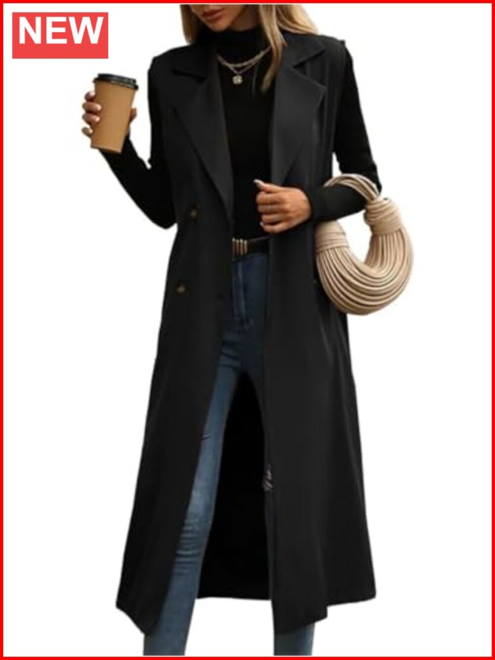 Womens Double Breasted Sleeveless Trench Coat Vest Casual Long Blazer